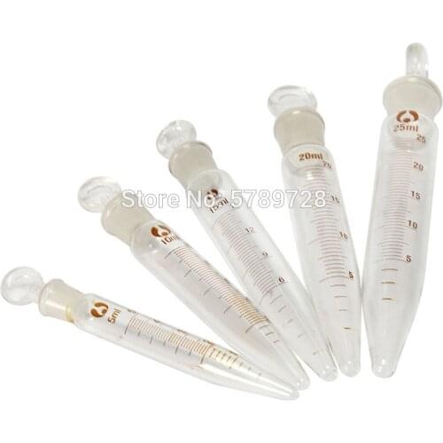 10pcs Glass sharp bottom centrifugal tube with frosted plug,Laboratory test tubes with graduated lines Capacity 5/10/15/20/25ml