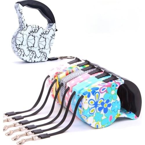 3m 5m Retractable Dog Leash 11 Colors Fashion Printed Puppy Auto Traction Rope Nylon Walking Leash for Small Dogs Cats Pet Leads