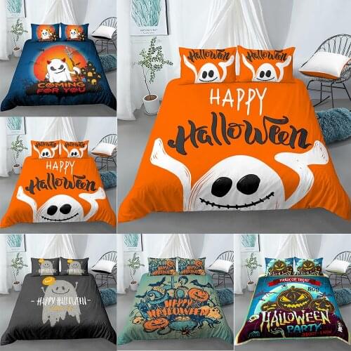 3D Luxury Bedding Sets Ghost Pumpkin Print Duvet Cover Pillowcase 2/3pcs Queen King Size Halloween bedding set Halloween Decor
