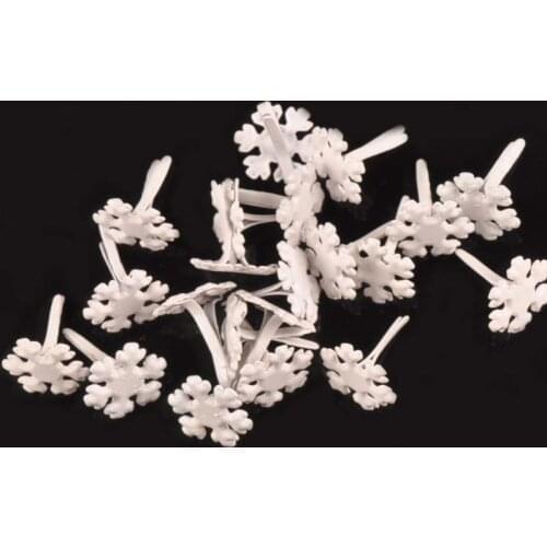 50Pcs Snowflake Brads Embellishment Fastener White Flower Metal Crafts For DIY Scrapbooking Accessories Decoration 14x12mm C1568