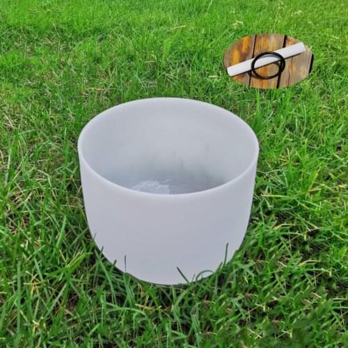 8 Inch G Note Throat Chakra Frosted Quartz Crystal Singing Bowl free Suede Striker and o ring