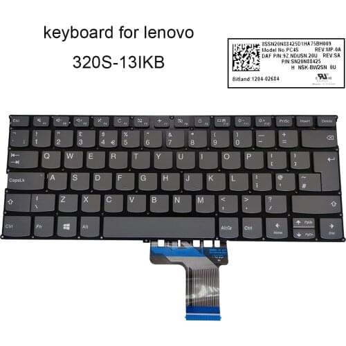 UK Backlit keyboard for lenovo ideapad 320S 13IKB Type 81AK PC4SPB PC4S SN20M62103 GB British laptop keyboards light 320S 13 IKB