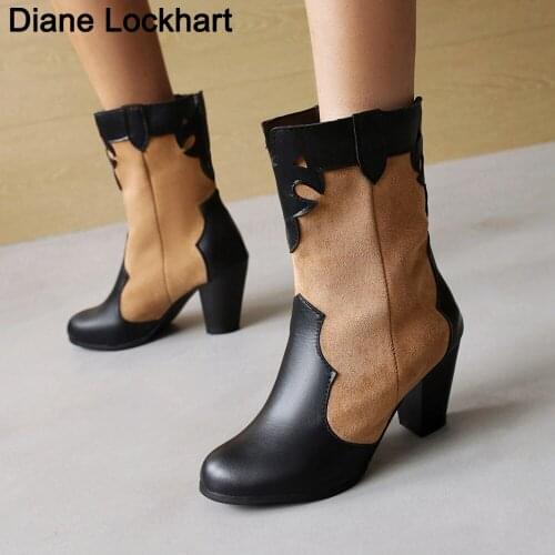 Brand Designer Mixed Colors Short Boots Women Vintage Cossatt Boot Sexy Ladies Round Toe Shoes Zapatos De Mujer Zapatos 32 33