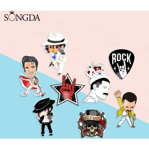 SONGDA-Freddie Mercury Band Photo Brooches Pins Acrylic Band Rock Singer Cool Gesture Photo Lapel Pin Badge For Fans Gifts