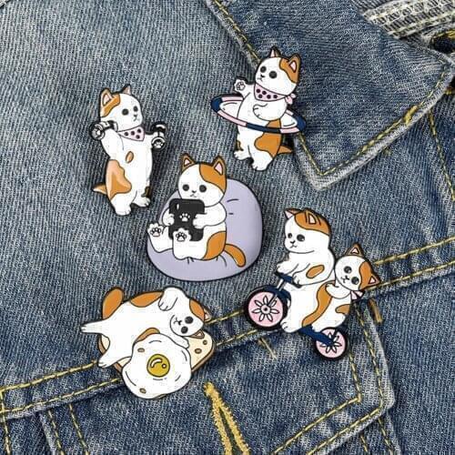 Брошь Badge Dog Patterns Funny Cartoon Badge Egg Bike Dumbbells Sports Brooch durable and strong Hat Accessories 2021