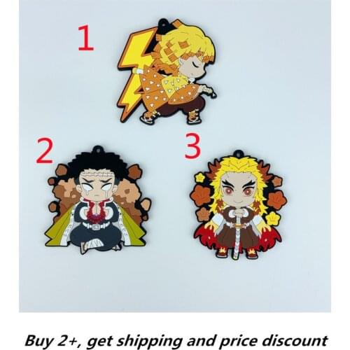 Demon Slayer Kimetsu No Yaiba rubber keychain Key Ring Race Straps cosplay