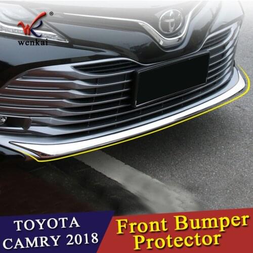 For Toyota Camry XV70 2018 Car Styling Front Bumper Molding Protector Stripes Trim Accessories Bright Silver ABS Chrome
