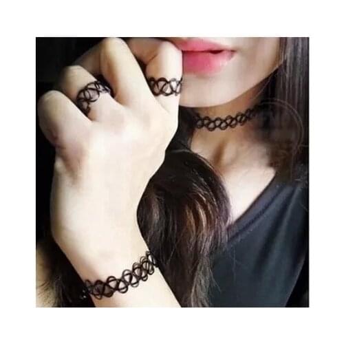 European and American Retro Jewelry Hollow Tattoo Braided Fishing Line Elastic Mix and Match Necklace Collar