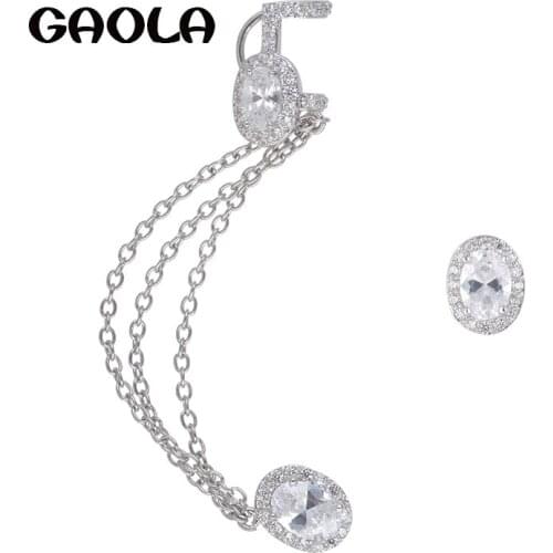 GAOLA New Design Charm Statement Jewelry White Gold Color Round Clear Cubic Zircon Stud Earrings Party Gift GLE5325