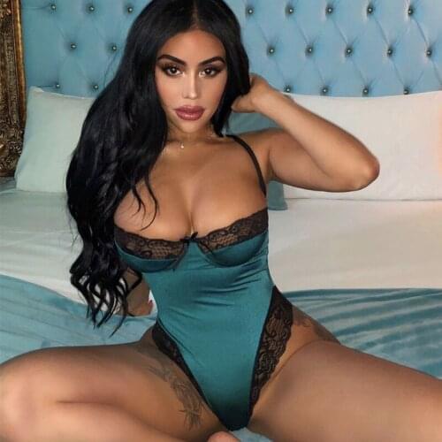 GZQS New Sexy Bodysuit Women Lace Bodycon Bodys For Women Sexy Bodydoll Lace Bodysuit Green Body Sexy Wholesale