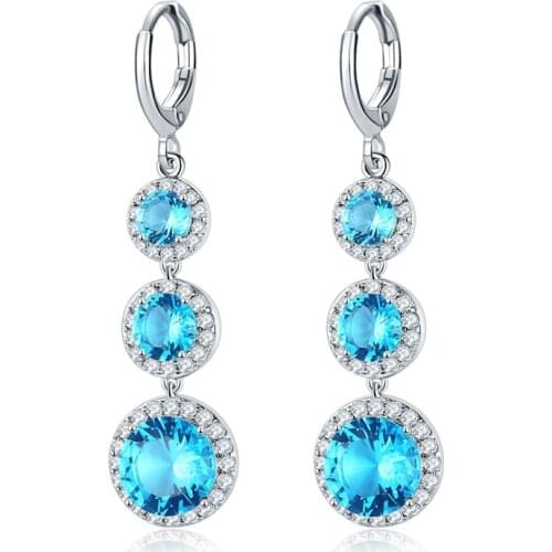 2021 YJGS Hot Selling Rectangle Zircon Dangle Earrings Fashion Trend Gradient Color For Ladies Earring Valentines Day Present