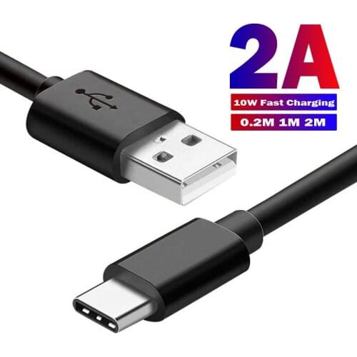 Type C USB C Cable 2A Fast Charging Cable For Samsung S20 FE Huawei nova 5T Xiaomi Mi 10T Realme 7 Pro Data Cable 2M 1M 0.2M