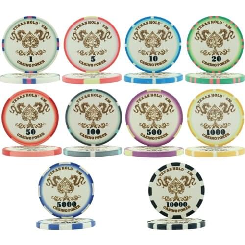 2021New Design 39mm Dragon Ept Ceramic Poker Chips with Value Factory