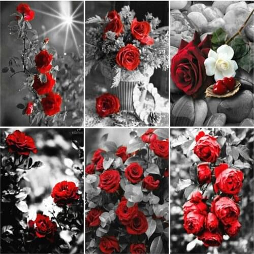 Kexinzu Diamond Mosaic Sale Flowers Rhinestones Pictures Diamond Embroidery Diamond Painting Full Square Drill Floral Rose Kit