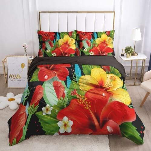 3D Bedding Sets Quilt Covers Pillow Shams Duvet Cover Sets Bedclothes Bed Linens King Queen Full Simple Flower Home Textile