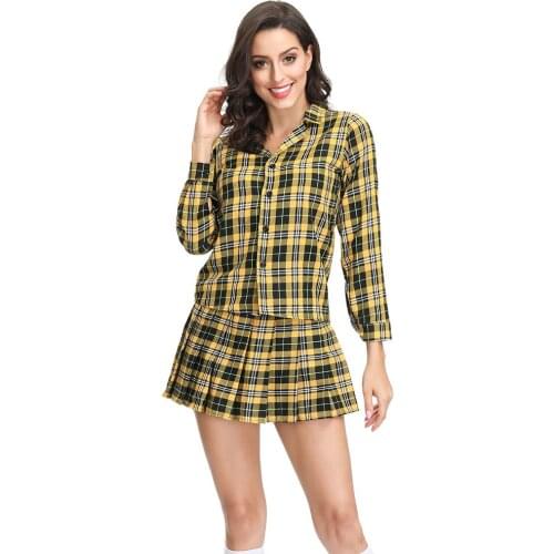 90s Women Girl Cosplay Costumes Alicia Checkered Cher Silverstone Material Item Type Source Characters Movie Clueless Year party