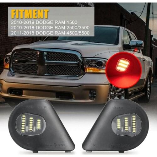 2Pcs Red LED Side Mirror Lights Under Puddle Lamp for 2010-2019 Dodge Ram 1500 2500 3500 4500 5500 68302825AA,68302824AA