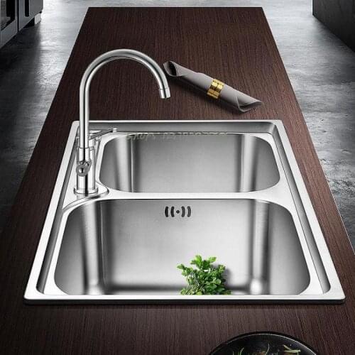 Kitchen Sink 304 Stainless Steel Thickened Sink Single Sink Sink Water Bucket One-piece Stretch 72 75 78 80