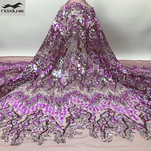 Madison African Sequin Net Lace Fabric Embroidered Nigerian Lace Fabrics For Wedding 2021 High Quality French Lace Fabric