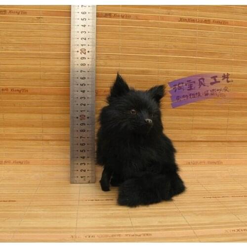 Small cute simulation sitting fox toy polyethylene&fur black fox model gift about 12x10x15 cm 2489