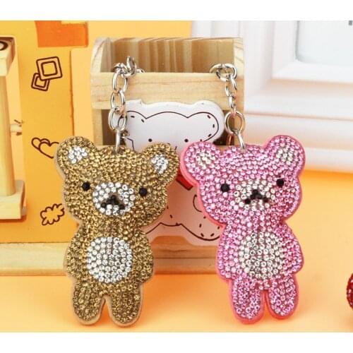 Fashion Creative New Tassel Diamond Keychain Cute Cute Bear Pendant Keychain Lady Bag Mobile Phone Pendant Cartoon Keychain