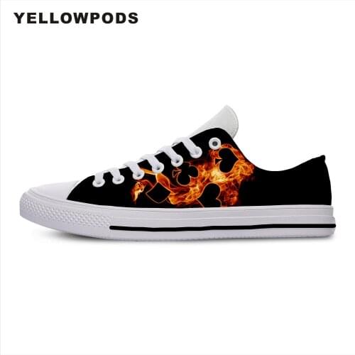 Mens Shoes Casual New Arrival Design Fire Poker Cards 3D Print Women Men Casual Shoes Harajuku Customized White Brand Shoes