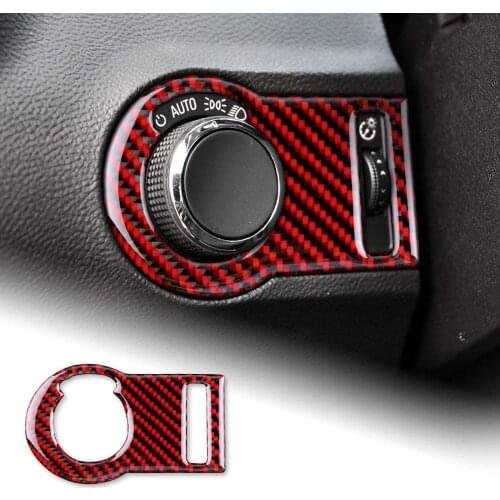 Carbon Fiber Car Headlight Switch Button Sticker Interior Trim Decal Compatible with Chevrolet Camaro 2010-2015