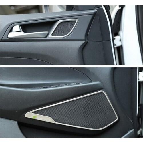 Stainless Steel Car Door Up + Bottom Speaker Frame Cover Trim Fit For Hyundai Tucson 2016 2017 2018 2019 Interior Kit