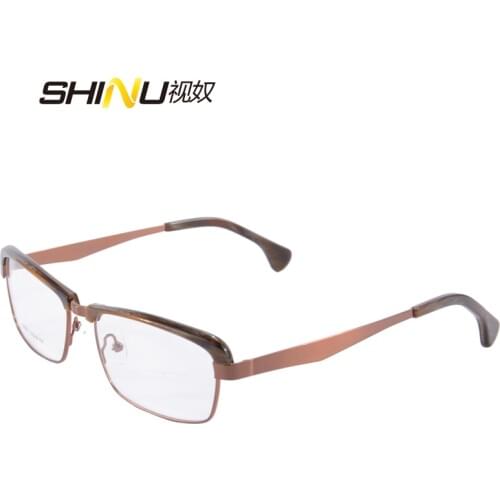 SHINU Brand 1.61 Anti Blue Rays Glasses Men Women Metal Reading Glasses Half-Rim hyperopia +3.0 to +6.0 C6007