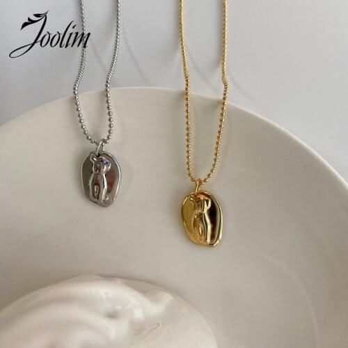 Joolim Gold Finish Face Figure Body Pendant Stainless Steel Necklace