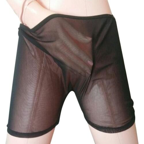 Sexy Mens See-Through Mesh Loose Lounge Boxer Shorts Underwear Sexy Lingerie Trunks Comforty Breathable Summer