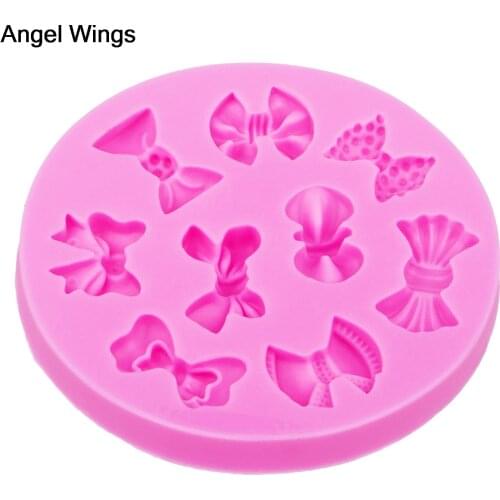 Angel Wings Food grade 3D fondant cake silicone mold bow-knot polymer clay chocolate pastry candy making decoration tools F1201