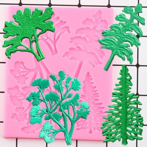 3D Tree Branch Silicone Molds Pine Tree Cake Border Fondant Cake Decorating Tools Candy Polymer Clay Chocolate Gumpaste Moulds