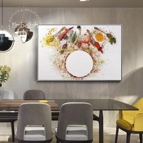 Embelish 1 Pieces Grains Peppers Spoons Large Wall Art Pictures For Living Room Kitchen Home Decor HD Print Canvas Food Painting