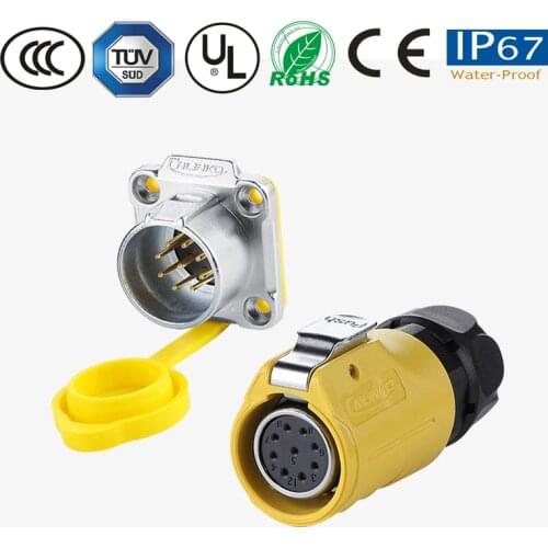 Waterproof cable/wire/panel connector M20 9 pin IP67 pastic female plug male socket electronics powercon TV/LED Lamp/monitor