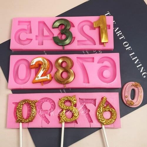 0-9 digital silicone mold 2021 chocolate fondant moulds cake decorative tool stick resin mold