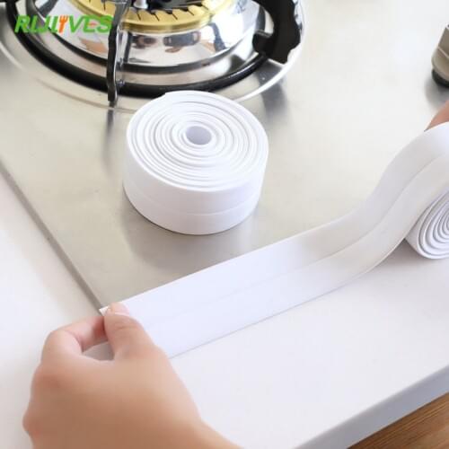 1 Roll Home Kitchen Bathroom PVC Corner Wall Stickers Waterproof Moldproof Wall Sealing Tape Stickers Household Tapes 3.2mx3.8cm