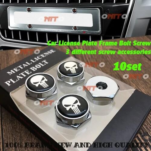 10x Car License Plate Bolts Frame Screws skull cool Punisher Emblem Badge Stickers Decals For Onix HB20 KA Prisma Palio Stickers