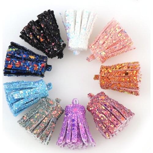 10pieces Sparkling Faux Suede Tassel Charm Pendant DIY Necklace Bracelet Bangle Findings Jewelry Accessories