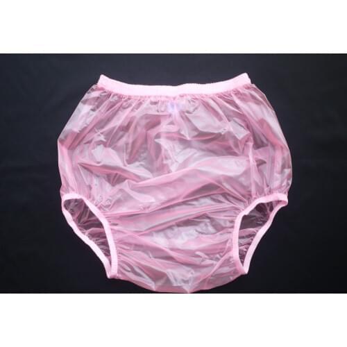 ABDL Haian Adult Incontinence Pull-on Plastic Pants Color Transparent Pink 3 Pack