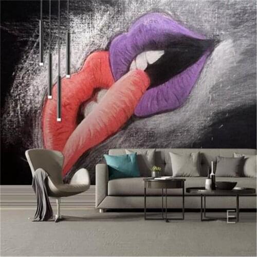 3d Wallpaper Living Room Modern Wall Papers Sexy Lips in Love Interior Decoration Home Decor Painting Romantic Mural Wallpapers