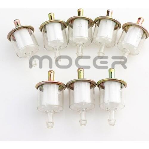 8 Pcs Universal Motorcycle Petrol Gas Oil Fuel Line Filter 5/16" 8mm Pit Dirt Bike ATV Go Kart Bronze Metal Cover