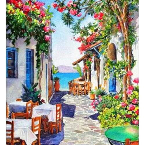 5D DIY Diamond Painting Landscape Painting Street Scenery Picture Cross Stitch Square Round Diamond Embroidery Decoration WG2855