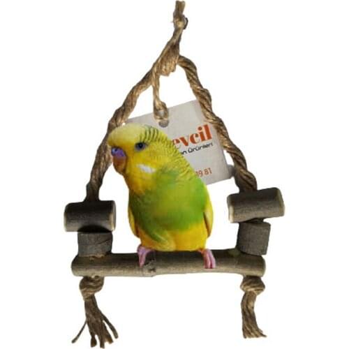 Birevcil Made Of Natural Wood Small Size Bird Swing 10x13 cm
