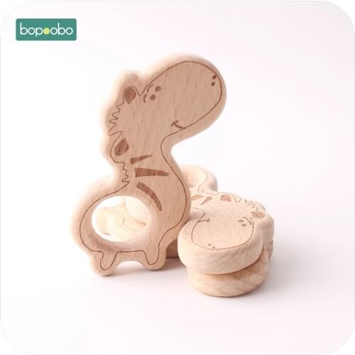 Bopoobo Foode Grade Teether 1pc Cute Zebra Wood Teether DIY Craft Baby Teeter DIY Jewelry Teething Horse Original Wooden Teether