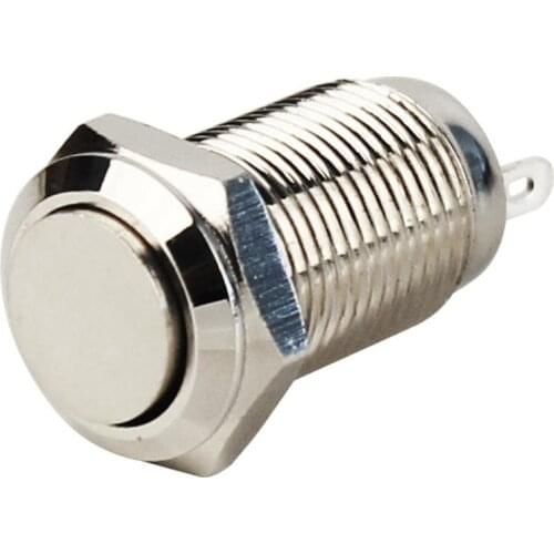 DC 36V 2A 10mm Flat Round 1 Normally open 1 Normally Closed Waterproof Metal reset Push Button Switch 3 Terminals