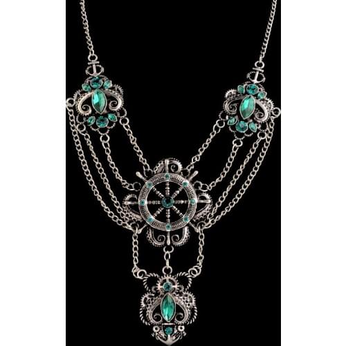 DoreenBeads Fashion Steampunk Necklace Metal Link Chain Silver Color Bronze Copper Classic Pendant Punk Series Jewelry,1 Piece