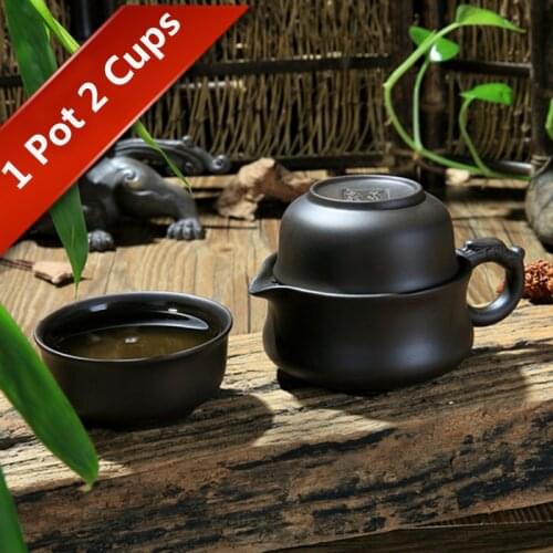 Travel Tea Set 1 Teapot 2 Cups Kung Fu Teacup Chinese Gaiwan Kettle Drinkware Portable Tea Cup Home Office Hiking Picnic Camping