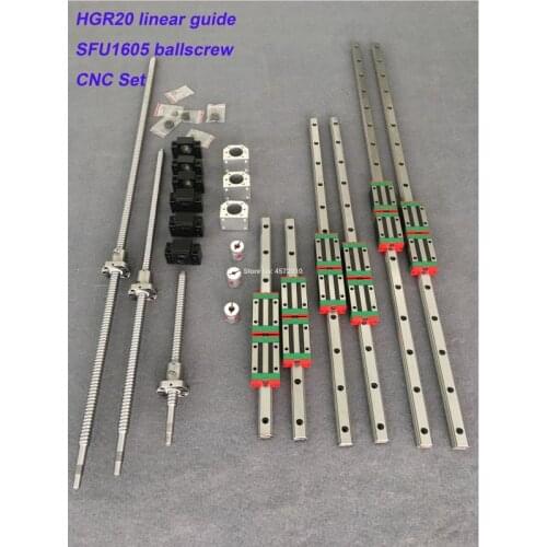 Hgr20 Square Linear Guide Rail 6 Set Hgr20 - 400/860/1240Mm + Sfu1605 - 350/800/1120/1120Mm Ballscrew + Bk12 Bf12 Cnc Parts