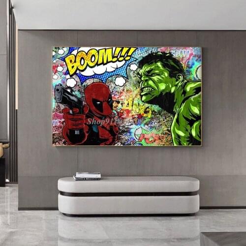 Canvas Art Classic Superhero Deadpool Hulk Living Room Decorations Canvas Painting Wall Art Prints Pictures Marvel Movie Posters